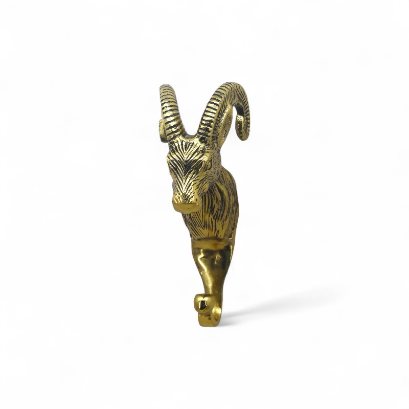 Ram Head Brass Wall Hook.