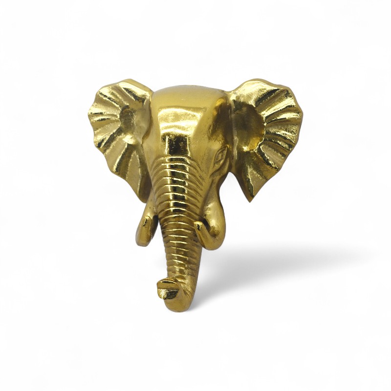 Brass Elephant Head Wall Hook or Hanger