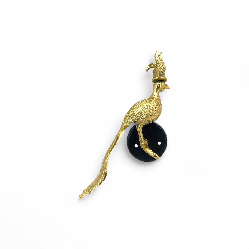 Brass Roadrunner or Pheasant Wall Hook with Black Base