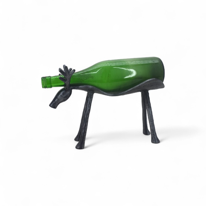 Black Iron Reindeer Wine Bottle Holder