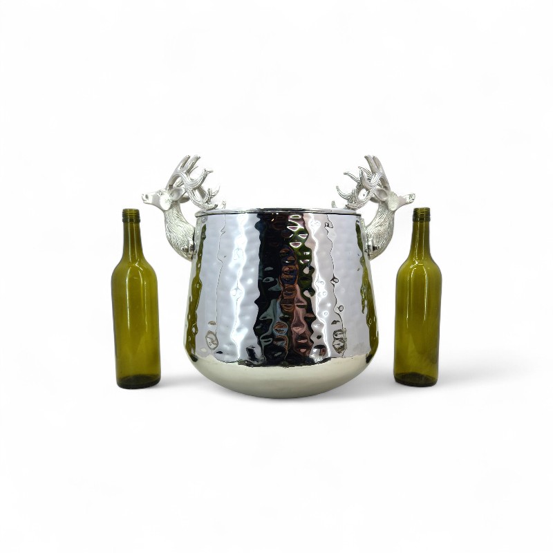 Silver Deer Head Champagne or Wine Bucket