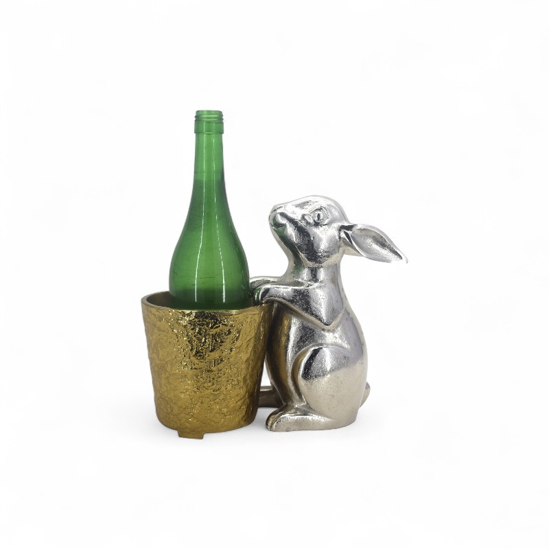 Rabbit and Gold Bucket Wine Bottle Holder