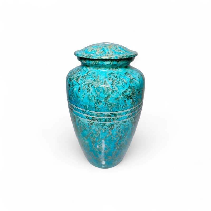 Turquoise and Gold Cremation Urn